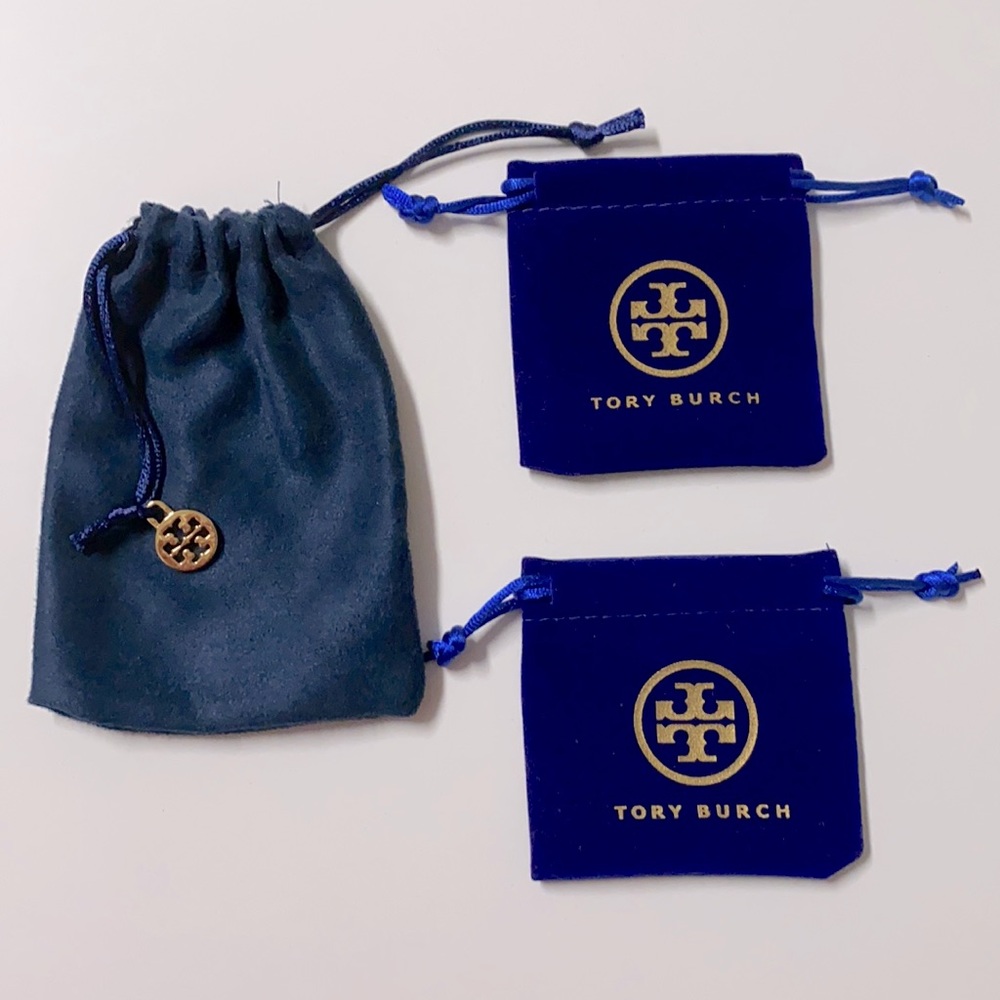 Tory Burch Authentic royal blue velvet pouch set